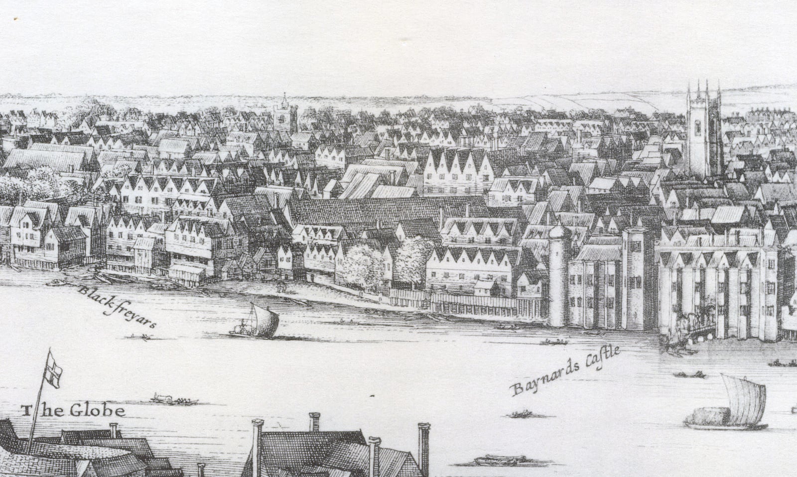 A crop of Hollar's 1647 Long View showing the Blackfriars waterfront.