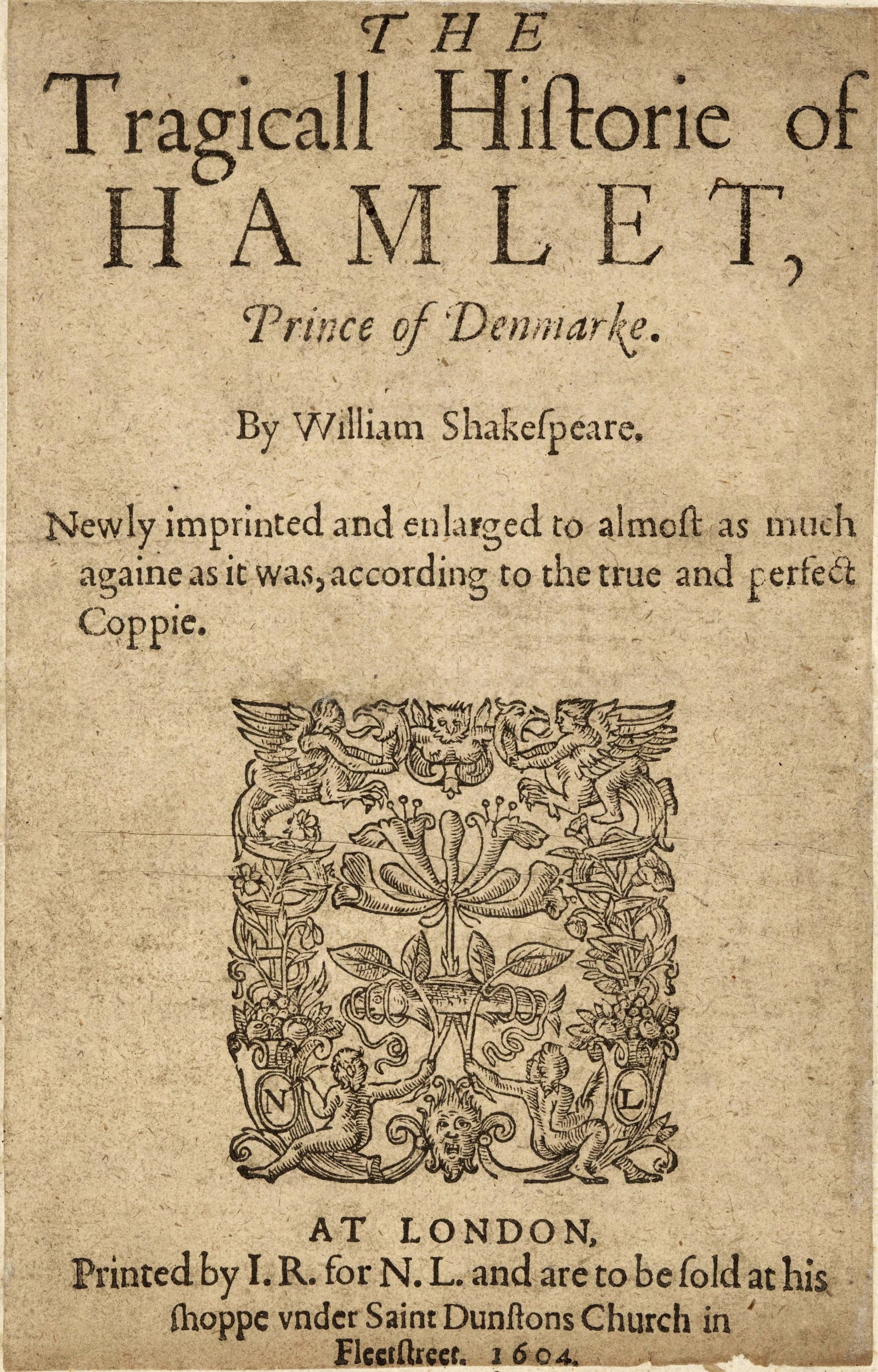 The title page of the 1604 Second Quarto of Hamlet.