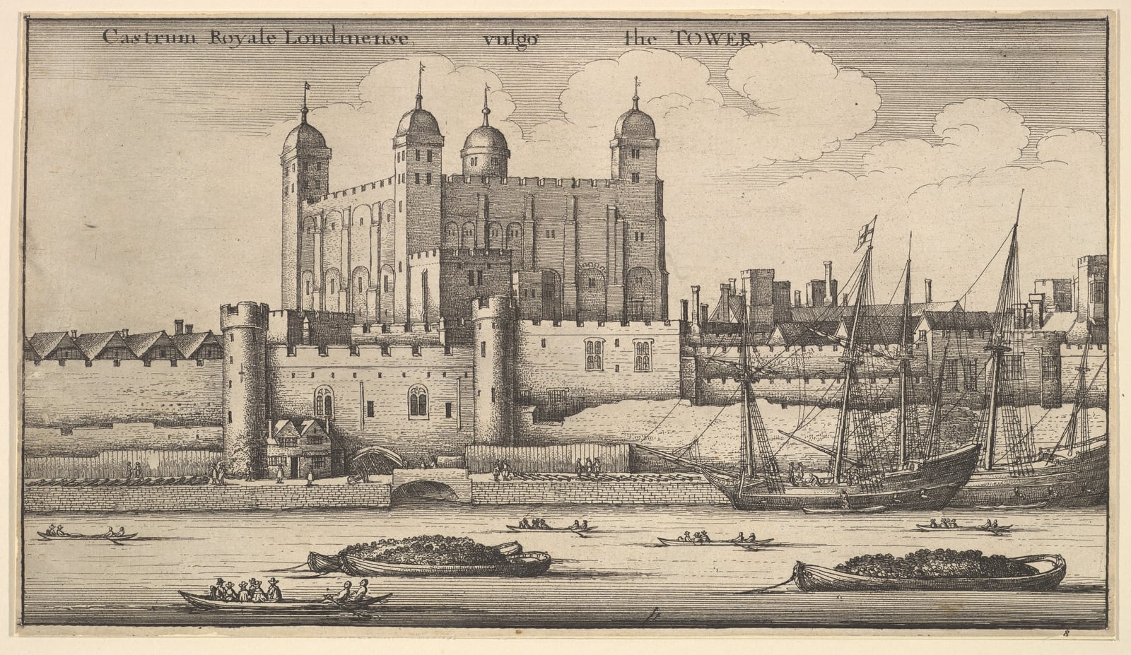Wenceslaus Hollar's etching of the Tower of London from the river.